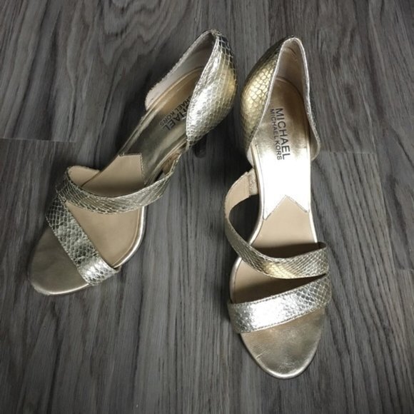 Michael Michael Kors 4”‎ Heels Gold sandals size 8M - Picture 1 of 8